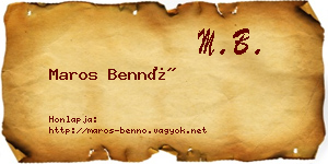 Maros Bennó névjegykártya